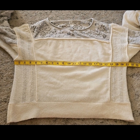 Anthropologie Womens Cream Sheer Balloon Sleeve Wool Blend Soft Feminine Sweater - Picture 14 of 15